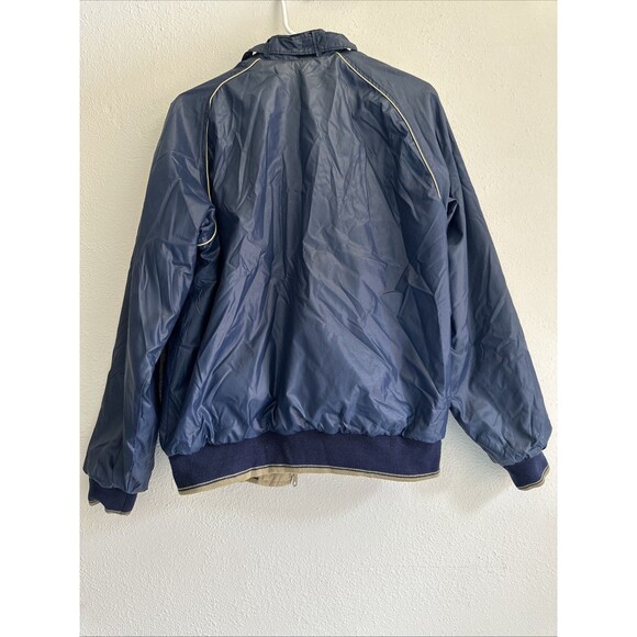 Vintage Private Club Reversible Blue and Tan Bomber Jacket Size Large - Picture 8 of 8